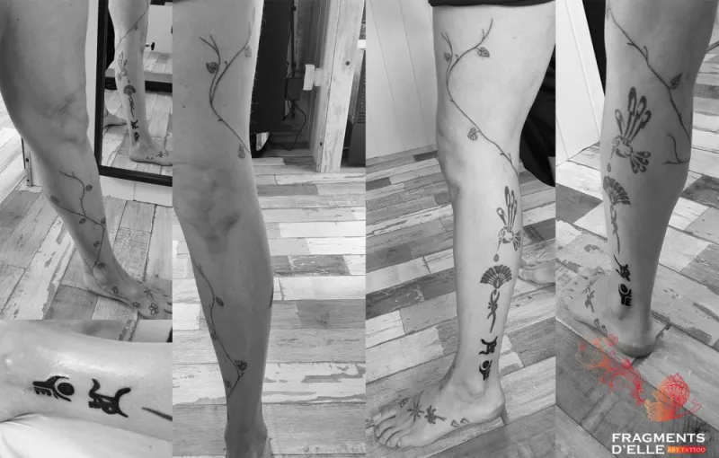 Tatouages avec traits fins à Bordeaux, Noaillan, Fragments d'Elle