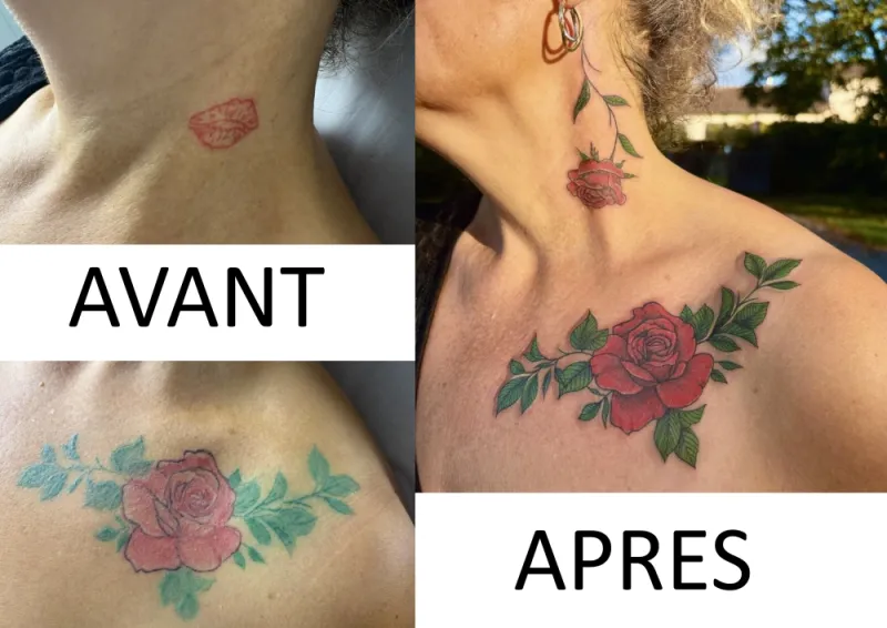 cover tattoo / recouvrement ou rafraichissement de tatouage ou cicatrice, Noaillan, Fragments d'Elle